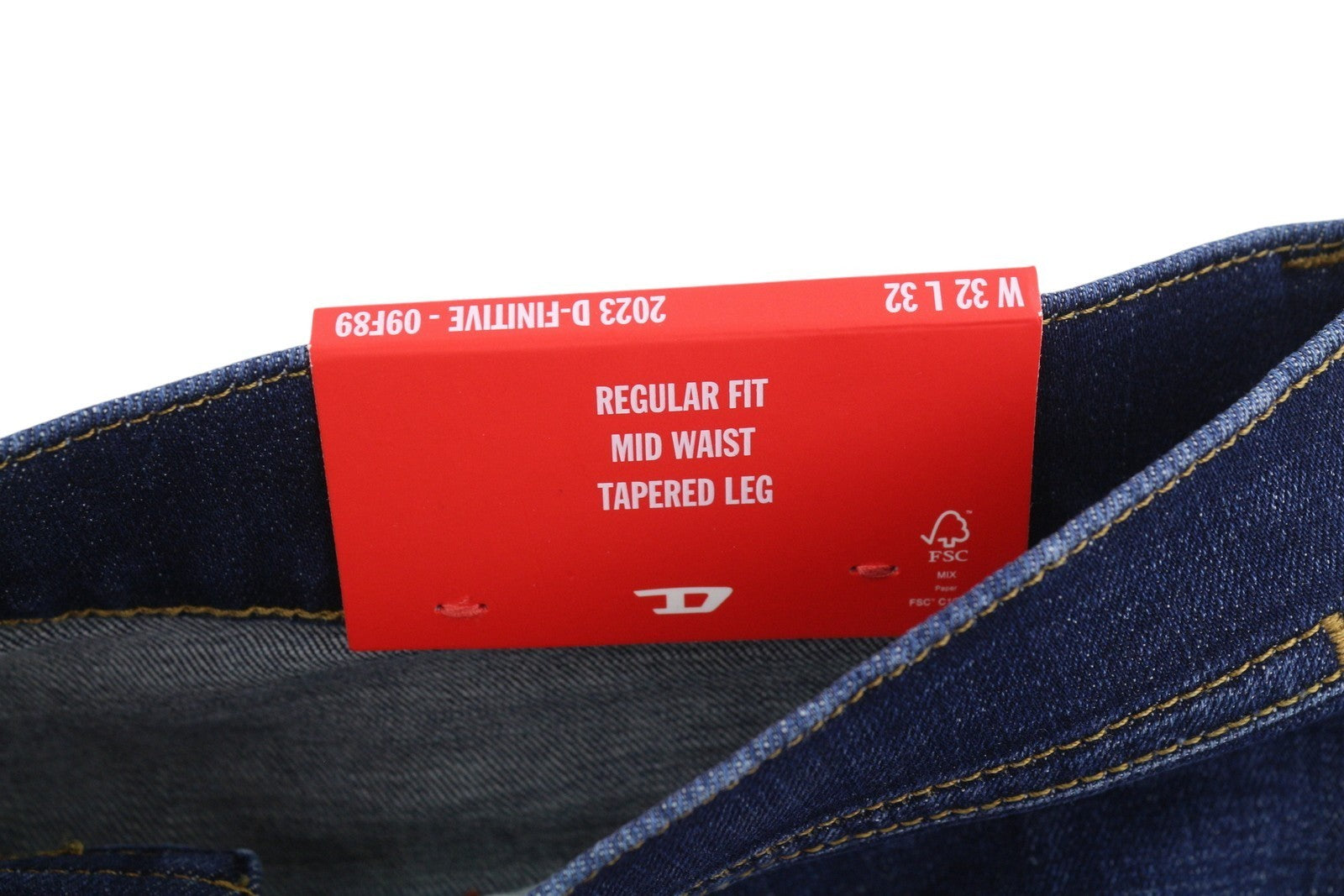 DIESEL 2023 D-Finitive 09F89 Men Jeans W32/L32 Blue Faded Tapered Leg RRP150