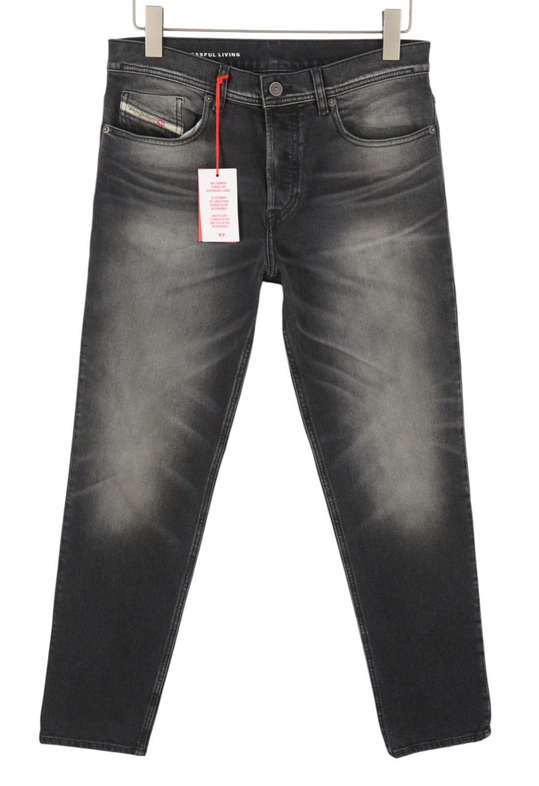 DIESEL 2023 D-Finitive 09G20 Men's Jeans W30/L32 Grey Whiskers Faded Regular