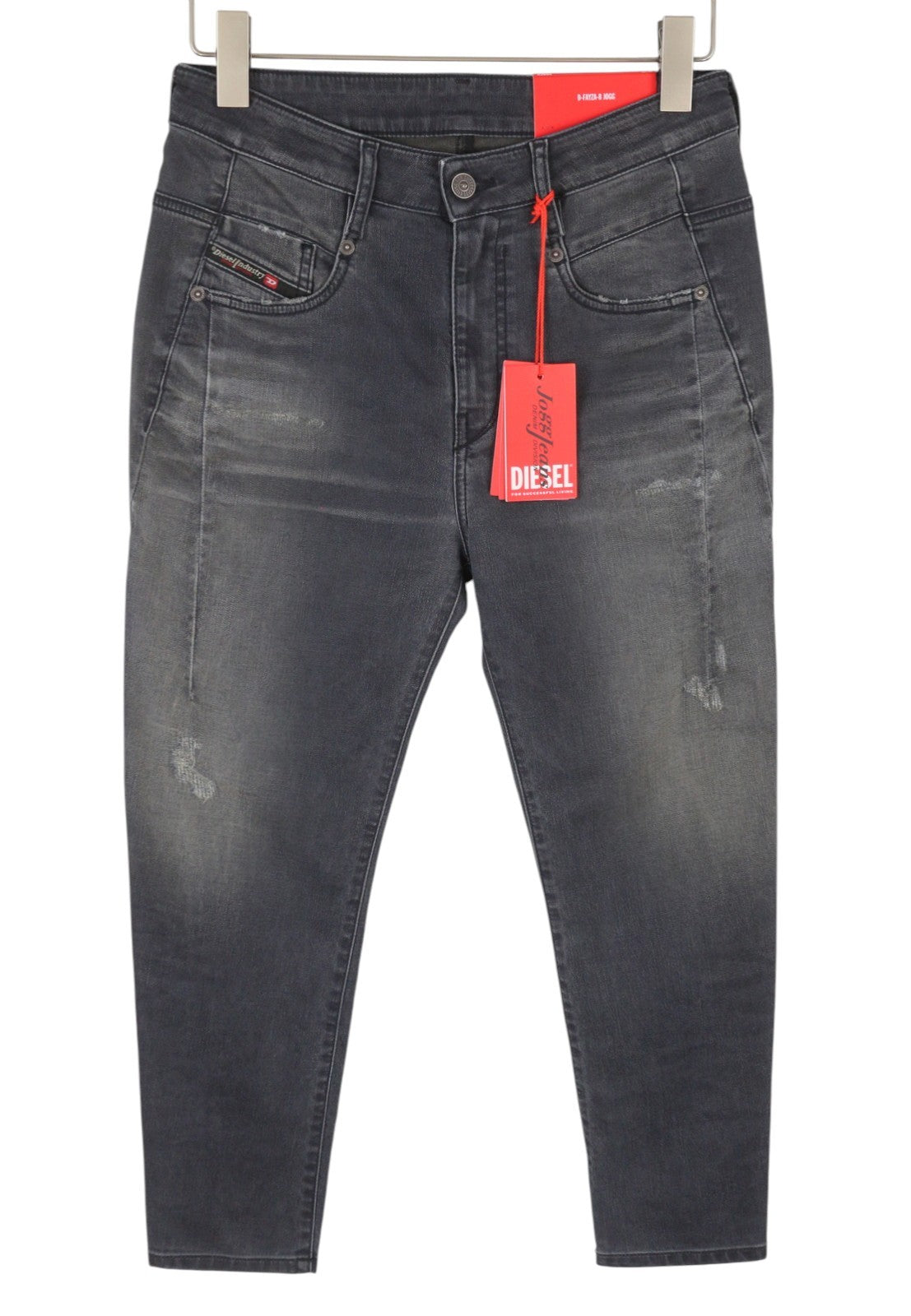 DIESEL D-Fayza-B Jogg 068FP Women's Jeans W25 Grey Faded Distress Cropped Denim