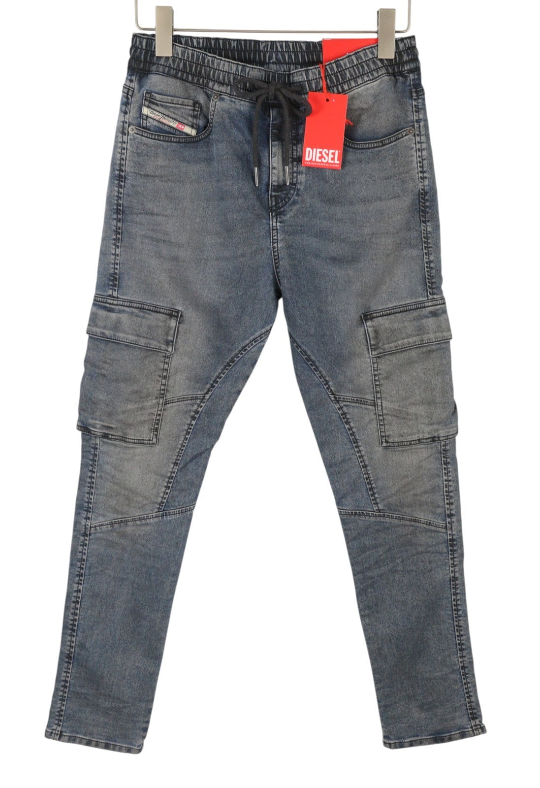 DIESEL D-Ursy Jogg 068EZ Women's Jeans W26 Blue Whiskers Faded Cargo Denim