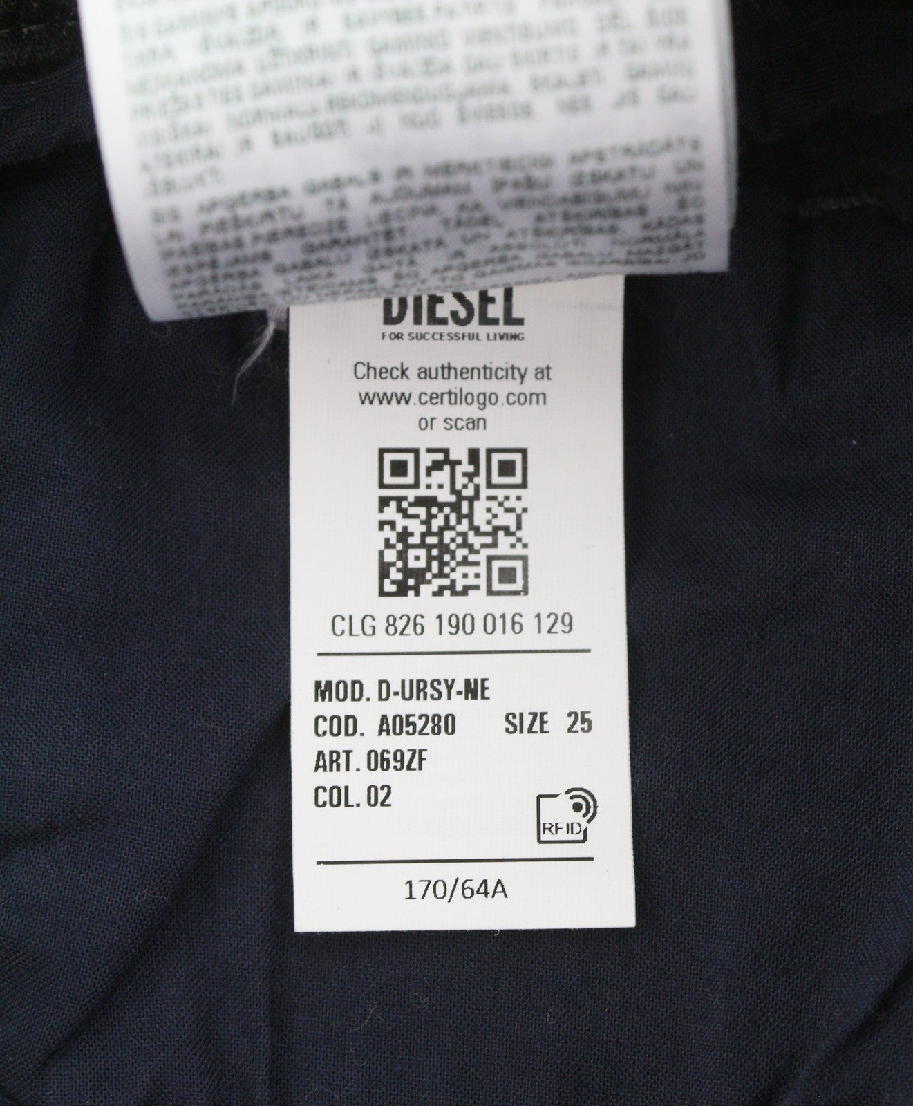 DIESEL D-Ursy-Ne 069ZF Women's Jeans W25 Dark Grey Faded Cargo Denim