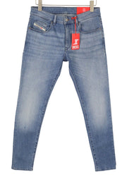 DIESEL 2019 D-Strukt 0GRDI Men's Jeans W31/L34 Blue Whiskers Faded Slim Fit