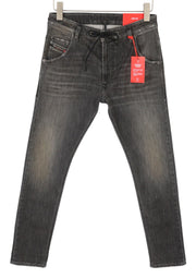 DIESEL Krooley Jogg 09F01 Men's Jeans W28/L32 Black Whiskers Faded Slim Fit