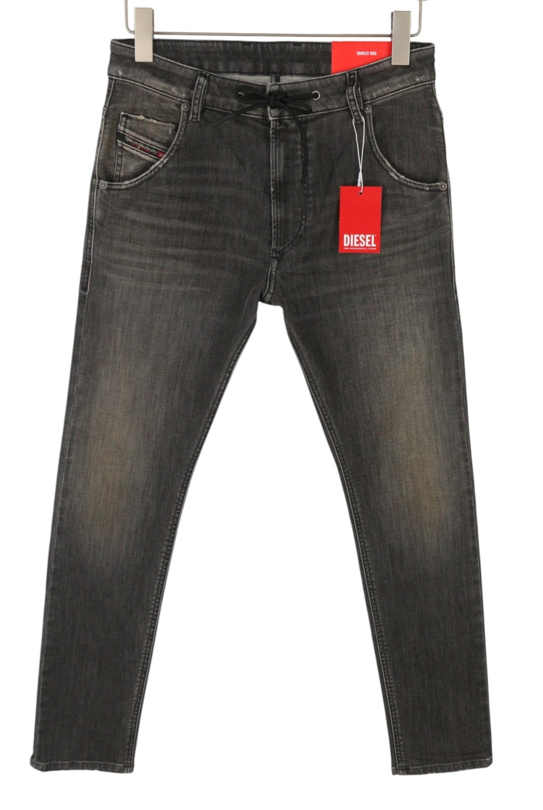 DIESEL Krooley Jogg 09F01 Men's Jeans W28/L32 Black Whiskers Faded Slim Fit