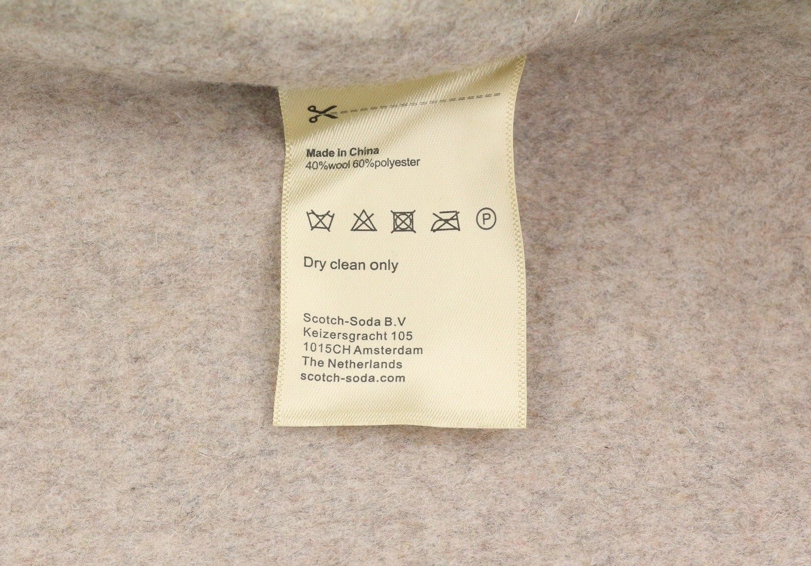 SCOTCH & SODA Men's Coat M Light Beige Melange Wool Blend Double-Breasted