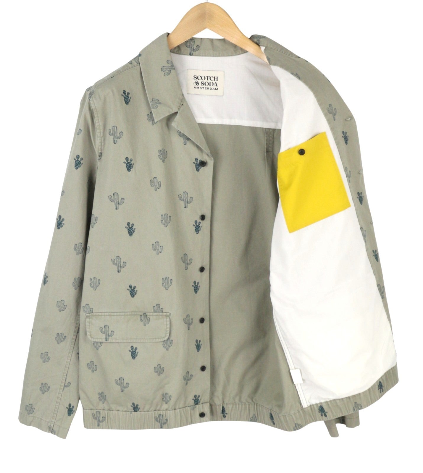 SCOTCH & SODA Men's Jacket M Grey Cactus Over Print Button-Up Lightweight