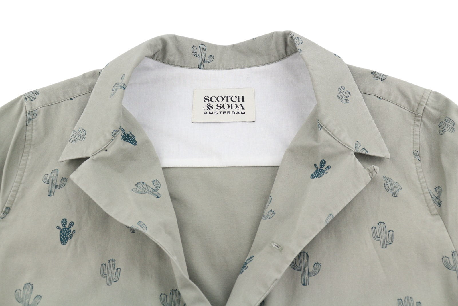 SCOTCH & SODA Men's Jacket M Grey Cactus Over Print Button-Up Lightweight