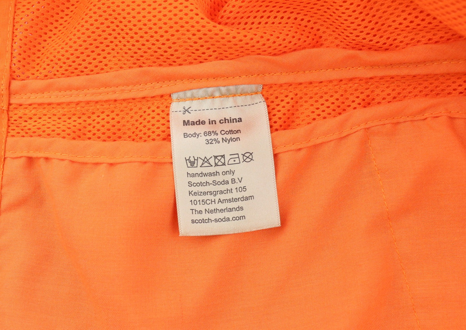 SCOTCH & SODA Men's Jacket L Orange Hooded Unlined Full Zip Lightweight