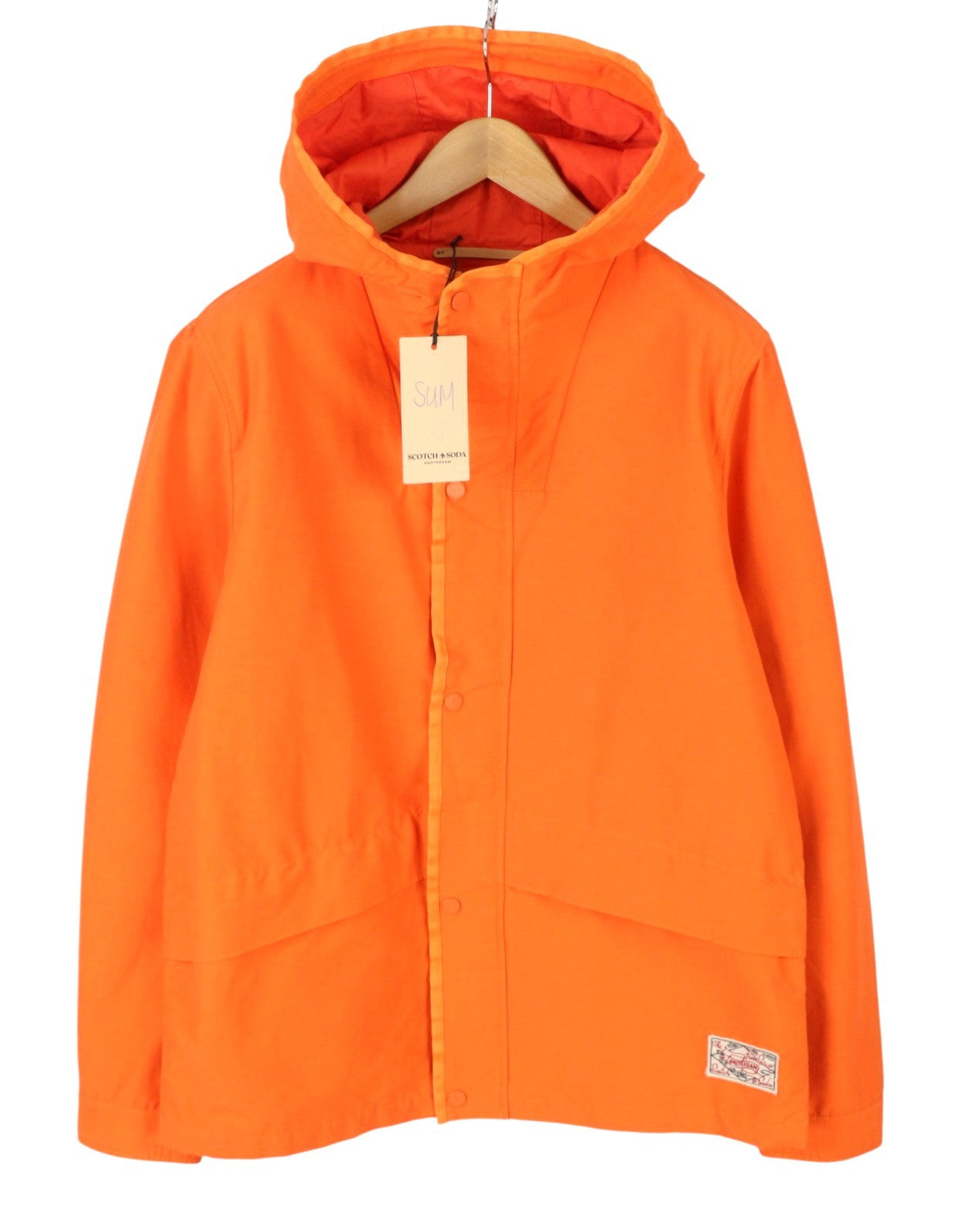 SCOTCH & SODA Men's Jacket L Orange Hooded Unlined Full Zip Lightweight