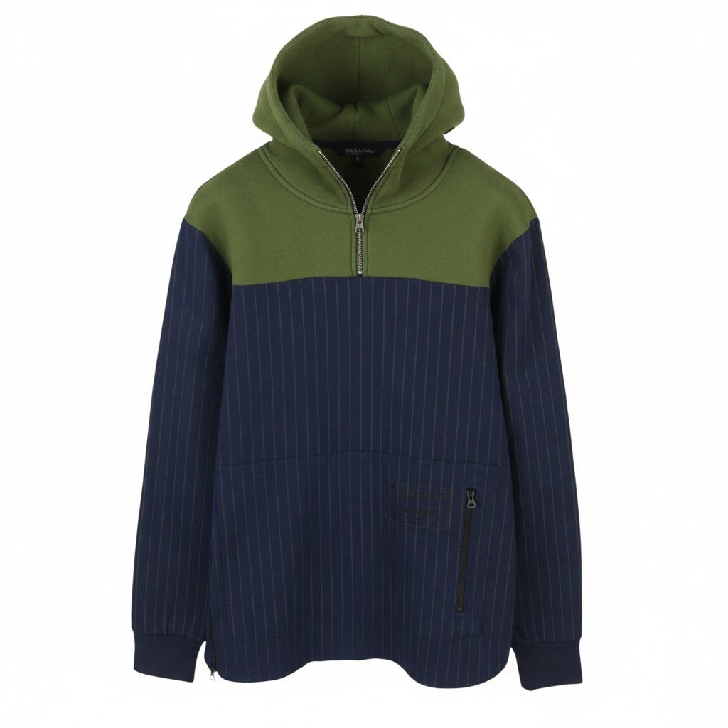 SCOTCH & SODA Men's Jacket M Blue Pinstriped Half Zip Hooded Lightweight Anorak