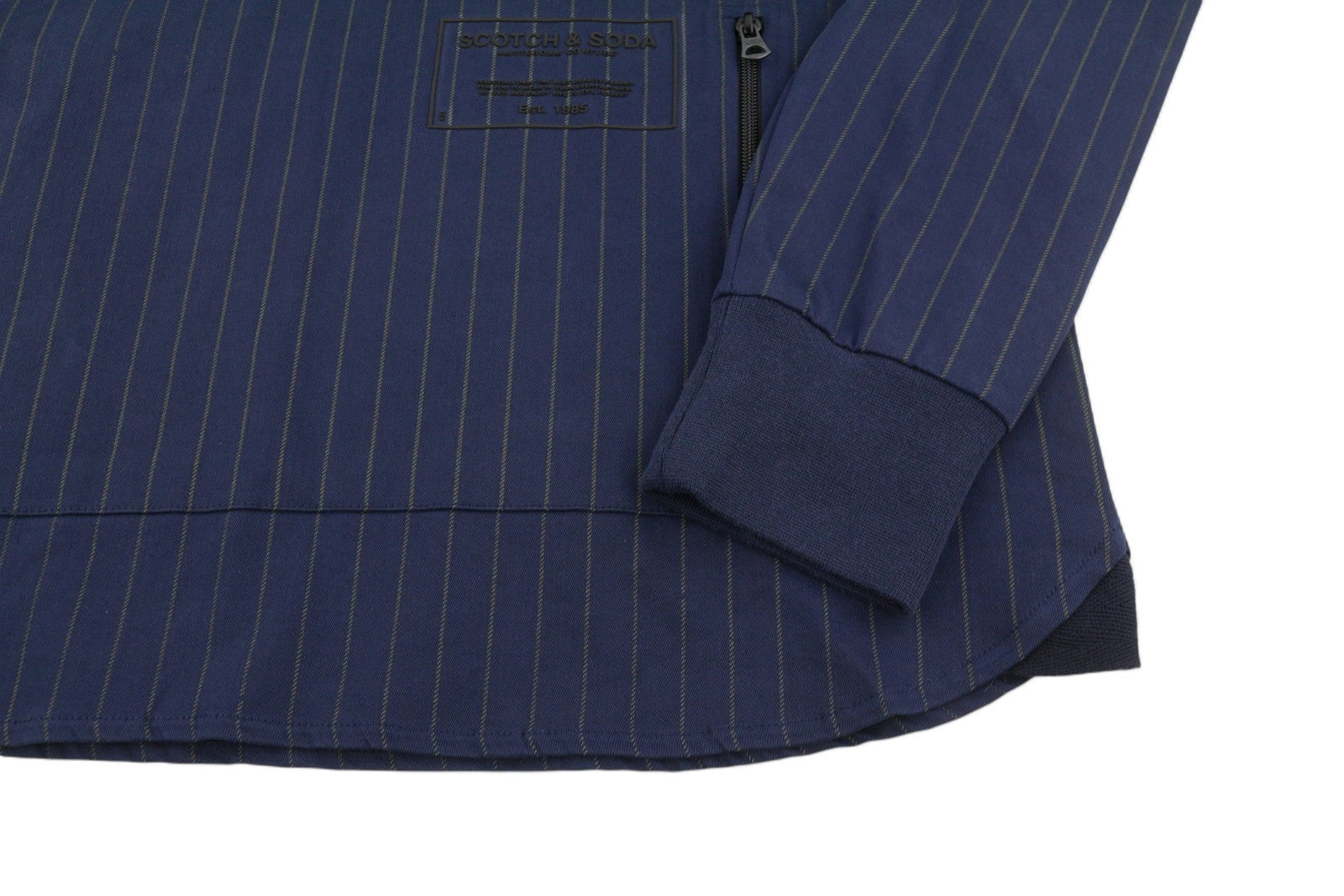 SCOTCH & SODA Men's Jacket M Blue Pinstriped Half Zip Hooded Lightweight Anorak