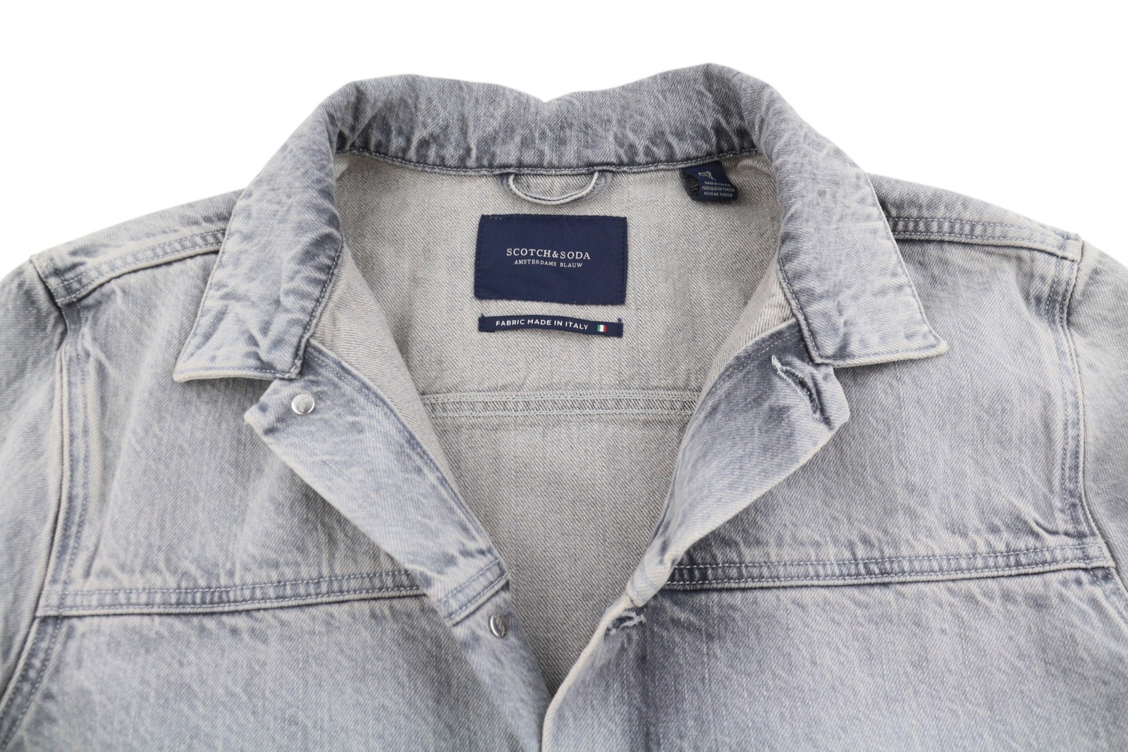 SCOTCH & SODA Men's Jacket L Grey Faded Patch Pockets Button-Up Spread Denim