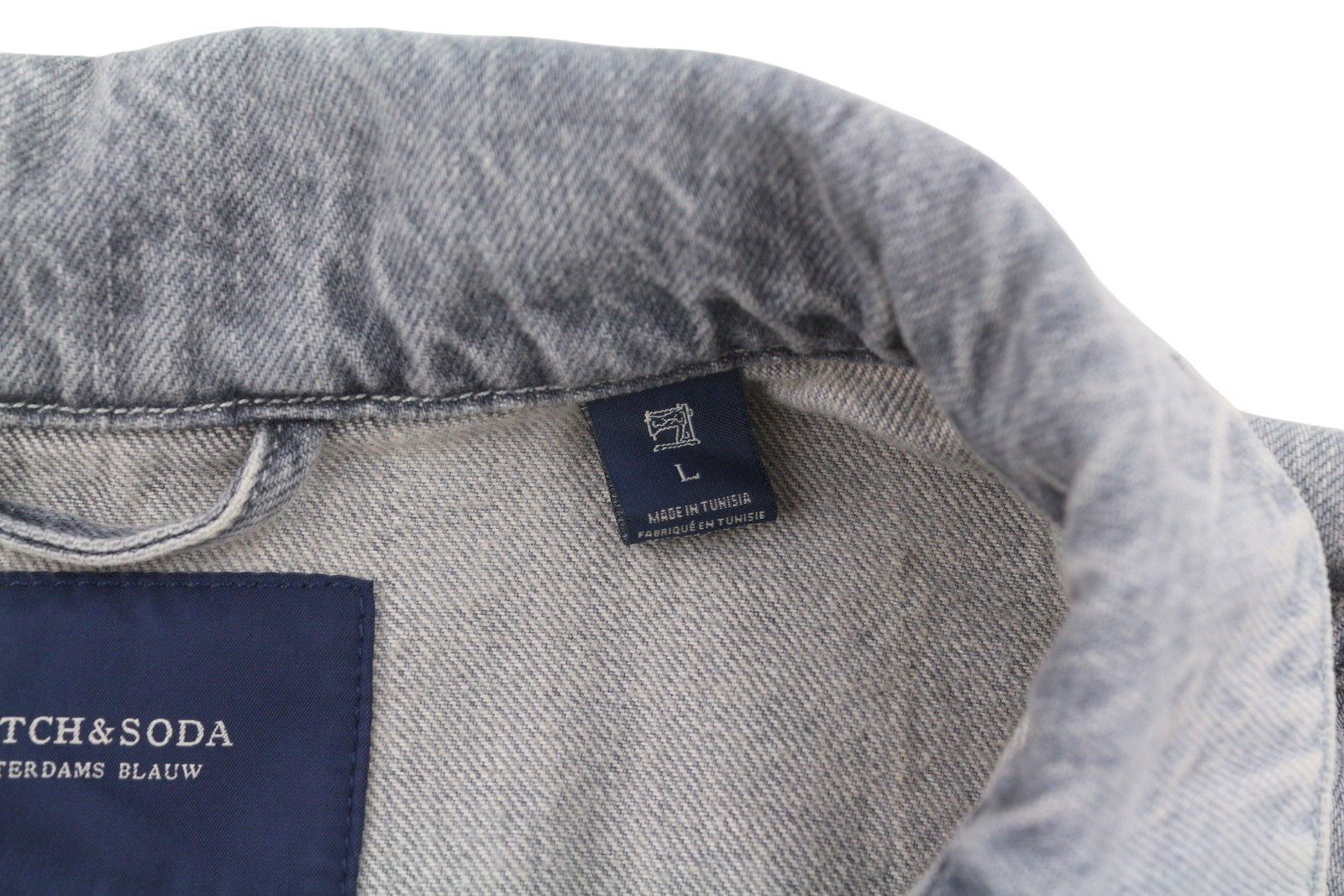 SCOTCH & SODA Men's Jacket L Grey Faded Patch Pockets Button-Up Spread Denim