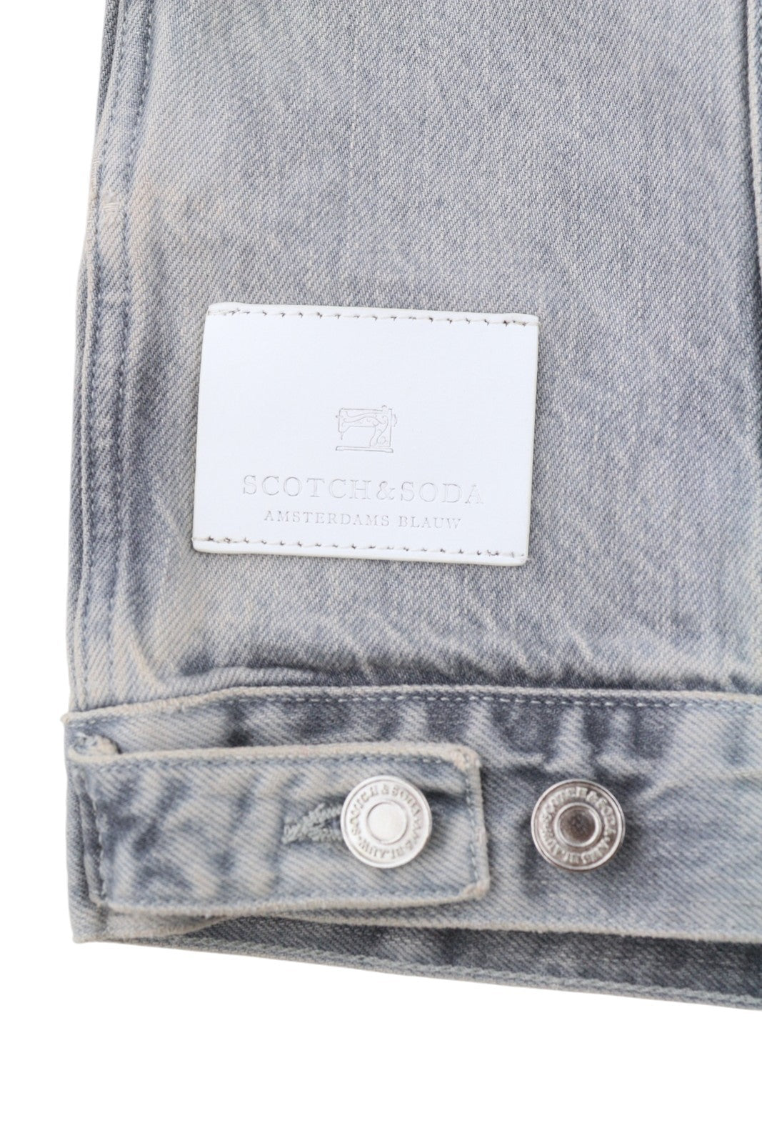 SCOTCH & SODA Men's Jacket L Grey Faded Patch Pockets Button-Up Spread Denim