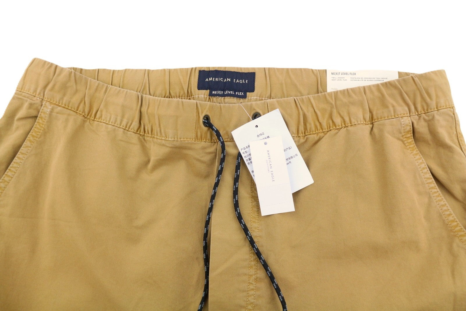 AMERICAN EAGLE OUTFITTERS Twill Jogger Men's Trousers L Brown Flex Stretch