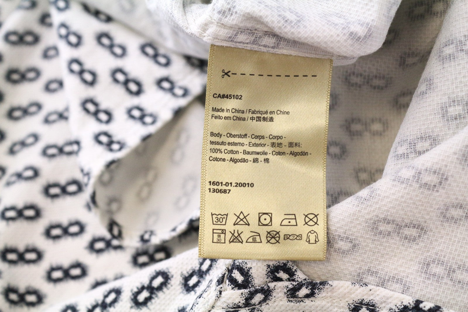 SCOTCH & SODA Ams Couture Men Shirt M White Navy Patterned Long Sleeve Cotton