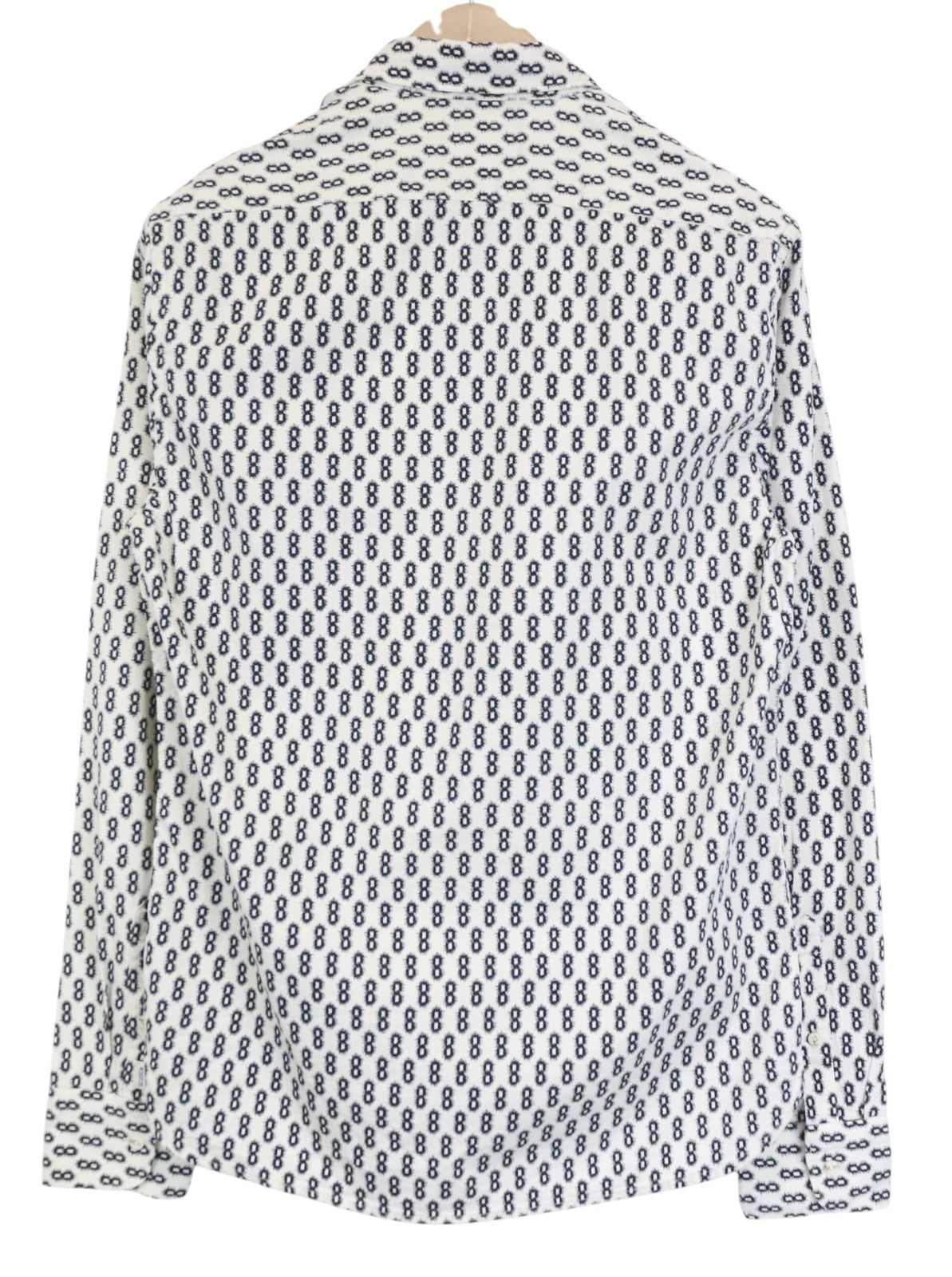 SCOTCH & SODA Ams Couture Men Shirt L White Navy Patterned Long Sleeved Cotton