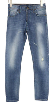TAKESHY KUROSAWA Men Jeans W30 Slim Fit Wash Blue Cotton Stretch Distressed