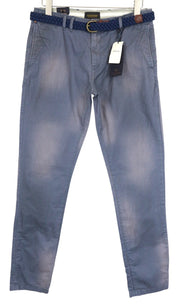 SCOTCH & SODA Warren Men Trousers W30/L32 Relaxed Slim Pure Cotton Blue Washed
