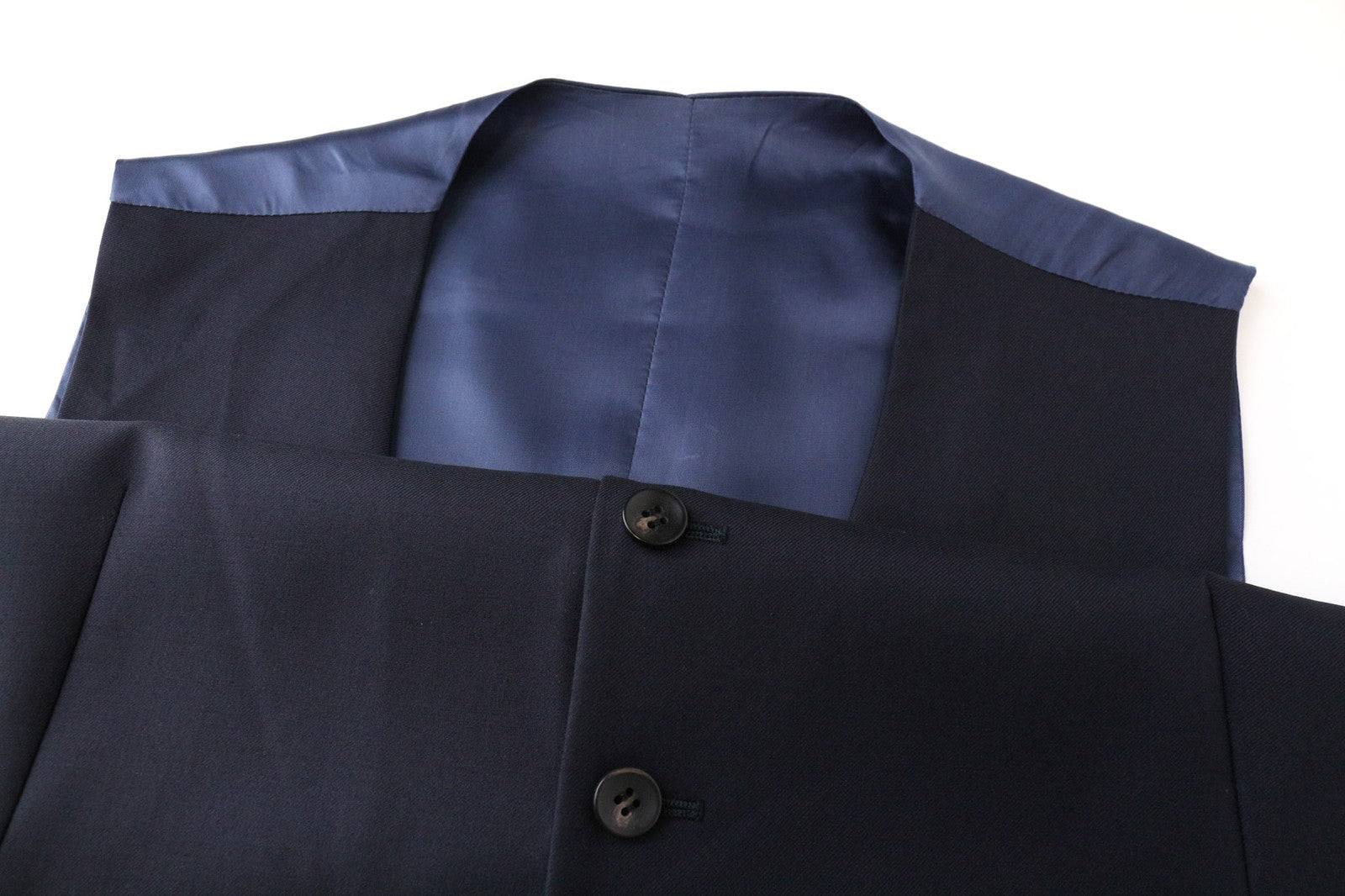 SUITSUPPLY Ferrara Men Waistcoat UK42R Dark Blue Pure Wool Single-Breasted Lined