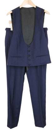 SUITSUPPLY U-Neck Men Suit UK40R Tux Trousers Waistcoat Pure Wool Blue 2 Piece