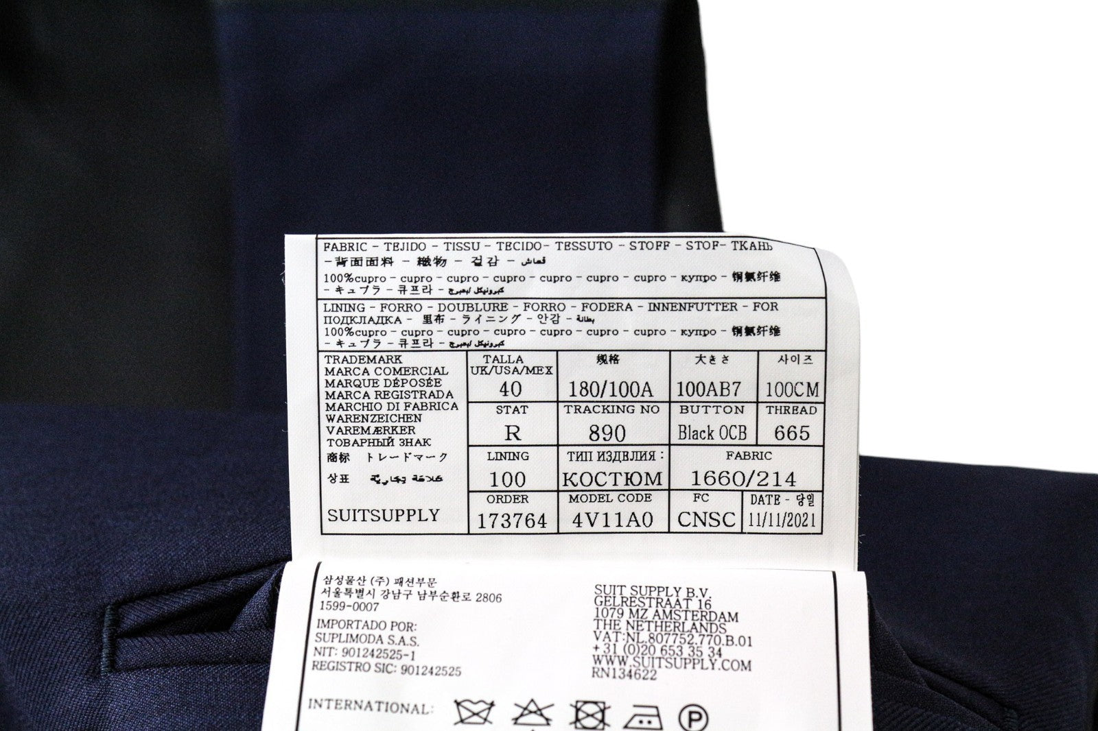 SUITSUPPLY U-Neck Men Suit UK40R Tux Trousers Waistcoat Pure Wool Blue 2 Piece