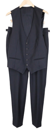 SUITSUPPLY Ferrara Men Suit UK40L Waistcoat Trousers Pure Wool Dark Blue 2 Piece