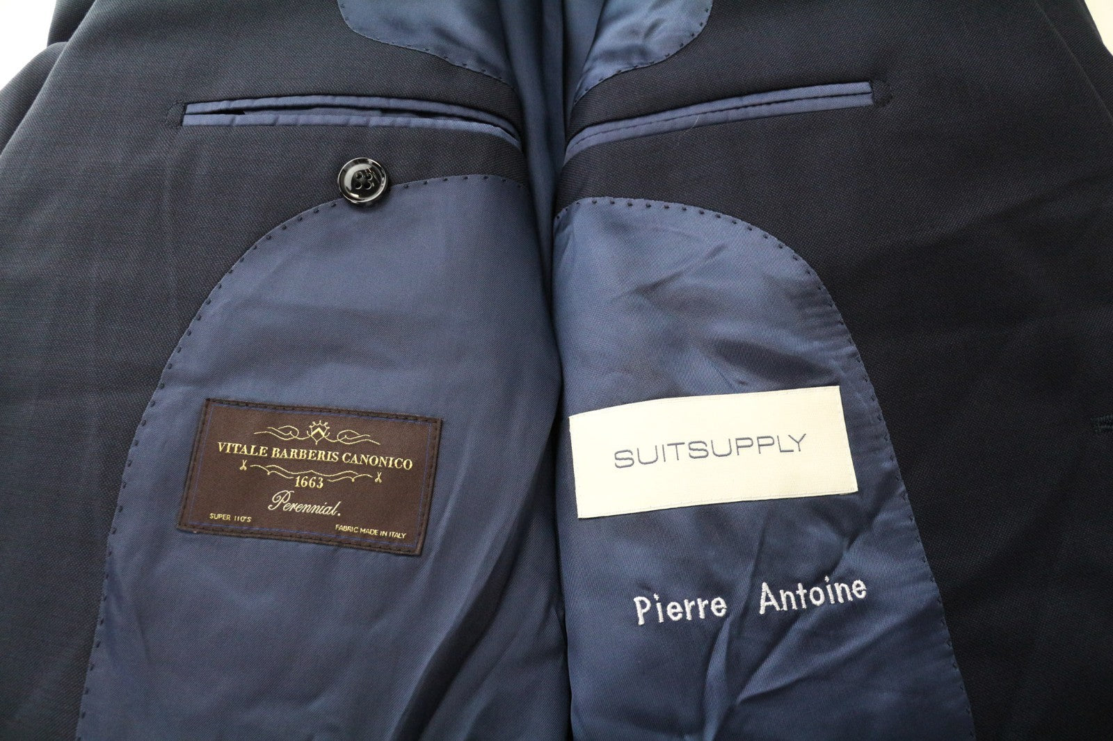 SUITSUPPLY La Spalla Men Suit UK38S Single-Breasted Pleated Wool Blue 2 Piece