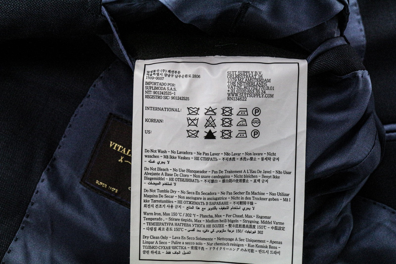 SUITSUPPLY La Spalla Men Suit UK38S Single-Breasted Pleated Wool Blue 2 Piece