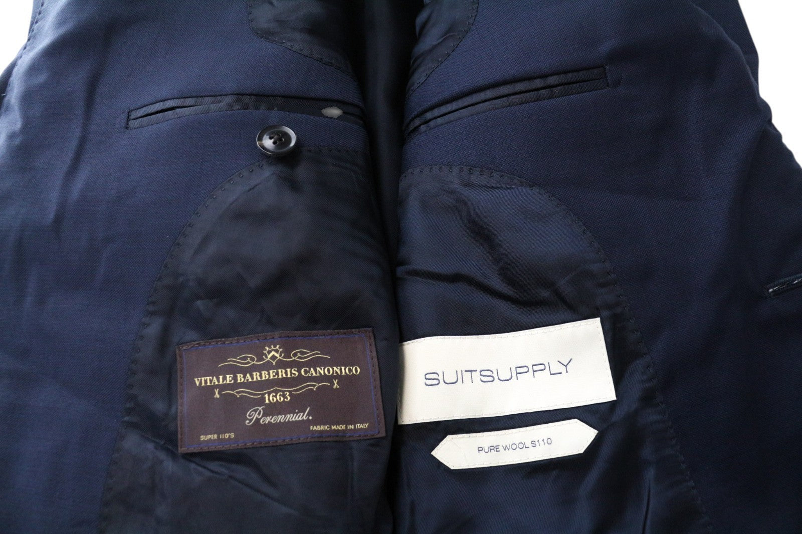 SUITSUPPLY Lazio Men Suit UK32R Lined Pure Wool Super 110's Slim Blue 2 Piece