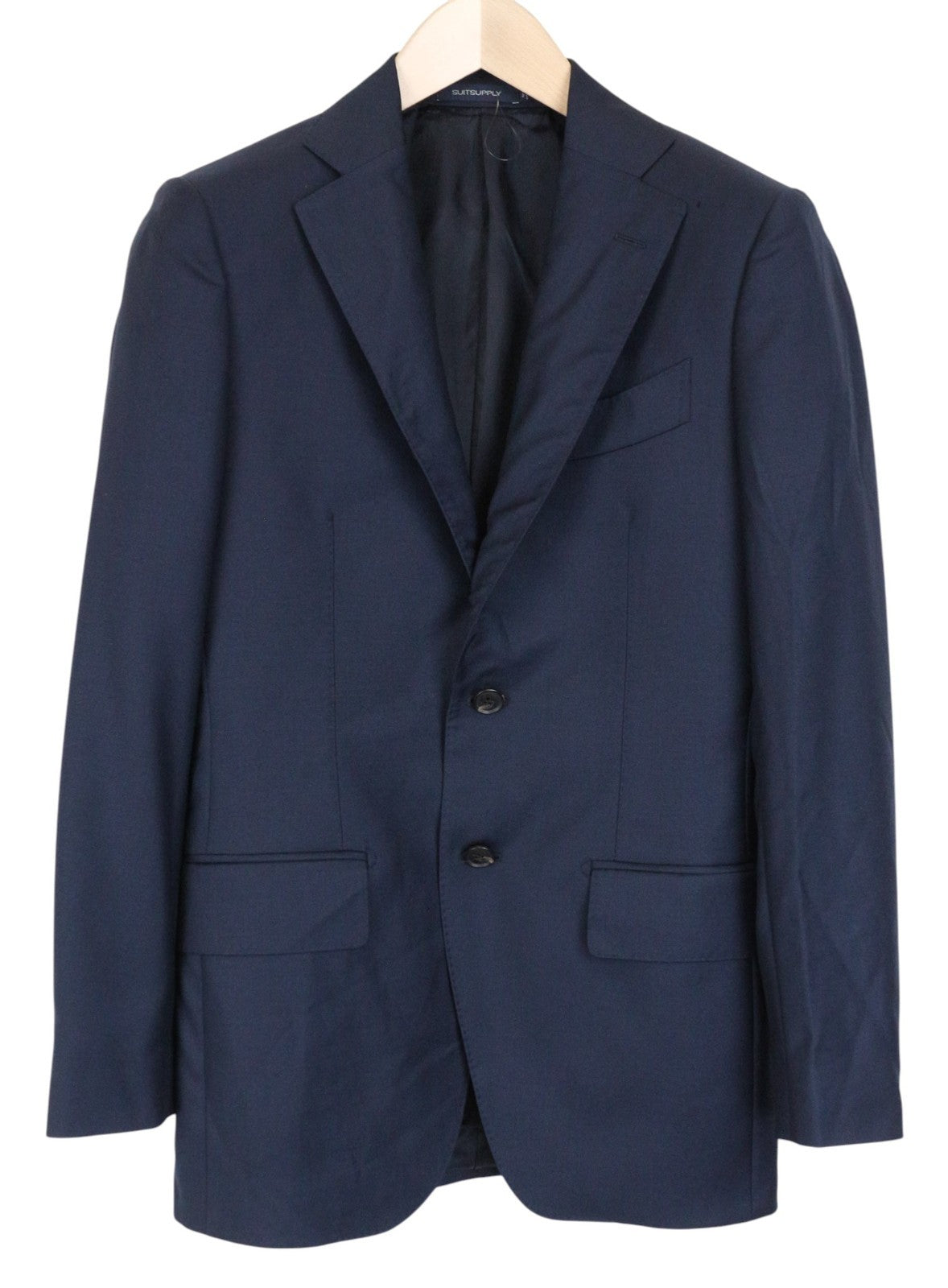 SUITSUPPLY Lazio Men Suit UK32R Lined Pure Wool Super 110's Slim Blue 2 Piece