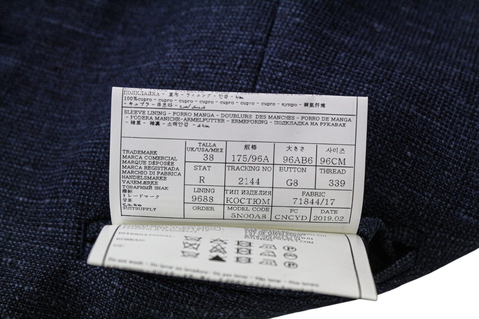 SUITSUPPLY Lazio Men Suit UK38R Classic Silk Linen Wool Slim Blue 3 Piece