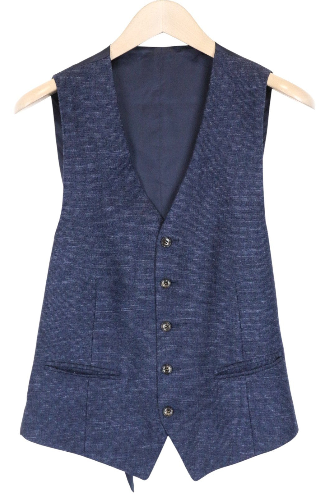 SUITSUPPLY Lazio Men Suit UK38R Classic Silk Linen Wool Slim Blue 3 Piece