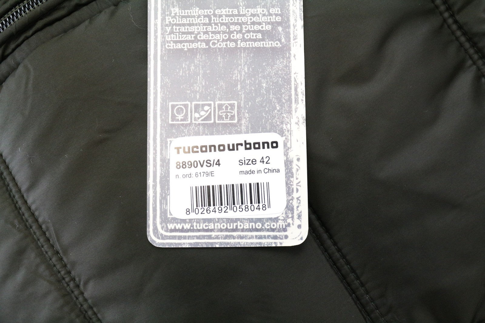 TUCANO URBANO Low Dan Women Jacket IT42 M Green Water-Repellent Thermal Padding