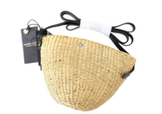 MAISON SCOTCH Women Bag One Size Wheat Brown Straw Leather Handle Zipped Summer