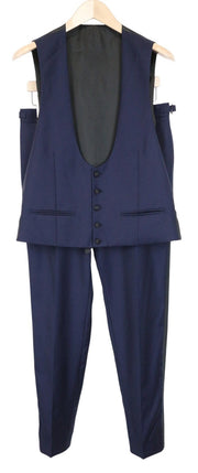 SUITSUPPLY U-neck Men Suit UK38R Trousers Waistcoat Formal Wool Blue 2 Piece