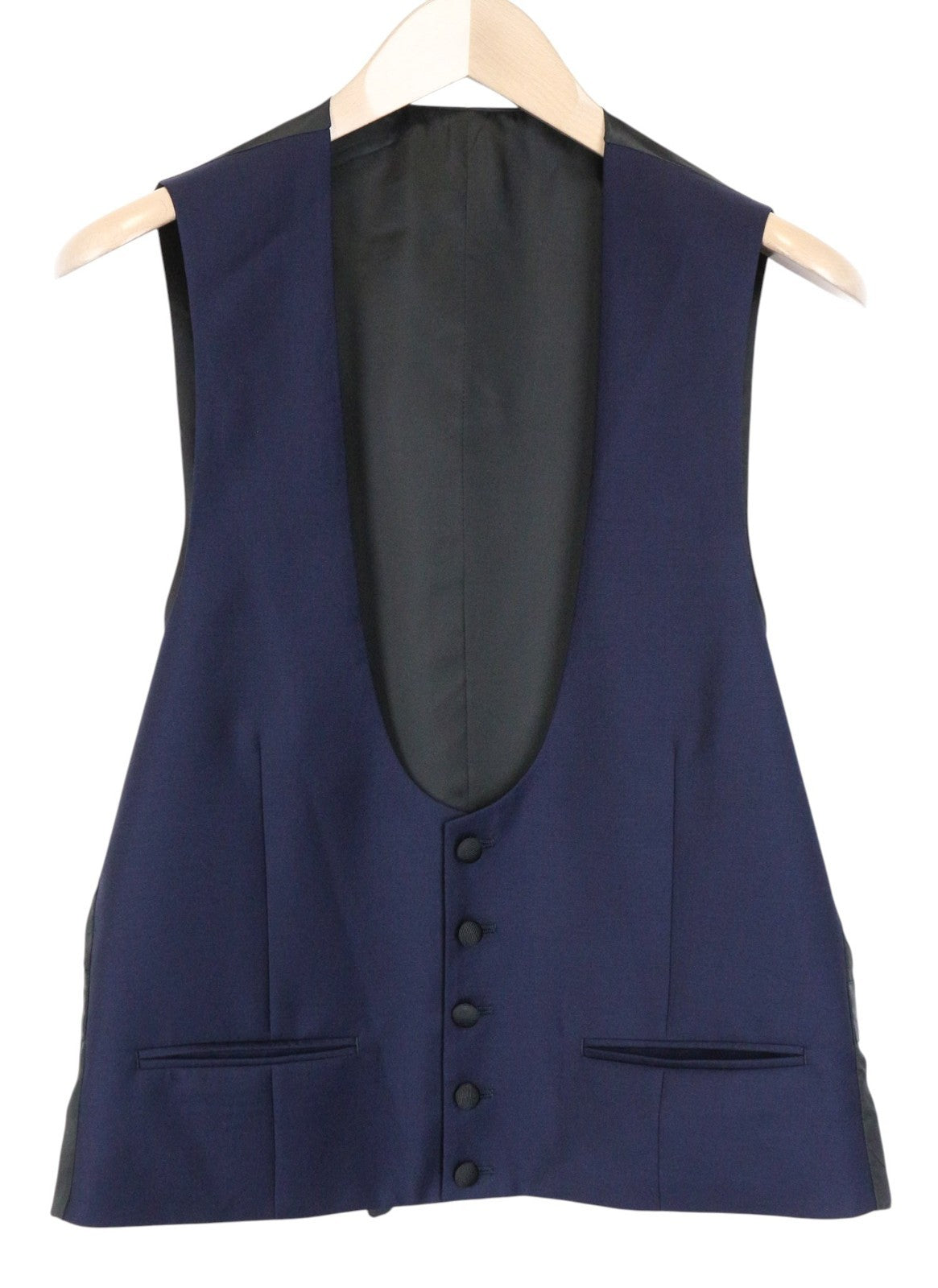 SUITSUPPLY U-neck Men Suit UK38R Trousers Waistcoat Formal Wool Blue 2 Piece