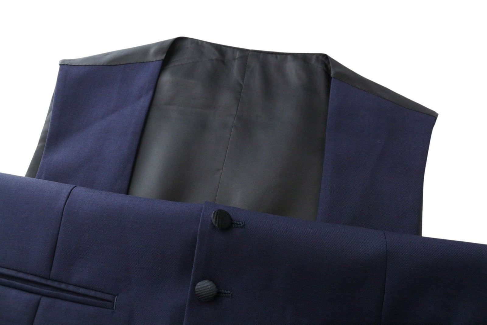 SUITSUPPLY U-neck Men Suit UK38R Trousers Waistcoat Formal Wool Blue 2 Piece