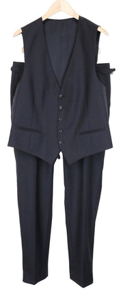 SUITSUPPLY Ferrara Men Suit UK42R Trousers Waistcoat Pleated Wool Blue 2 Piece