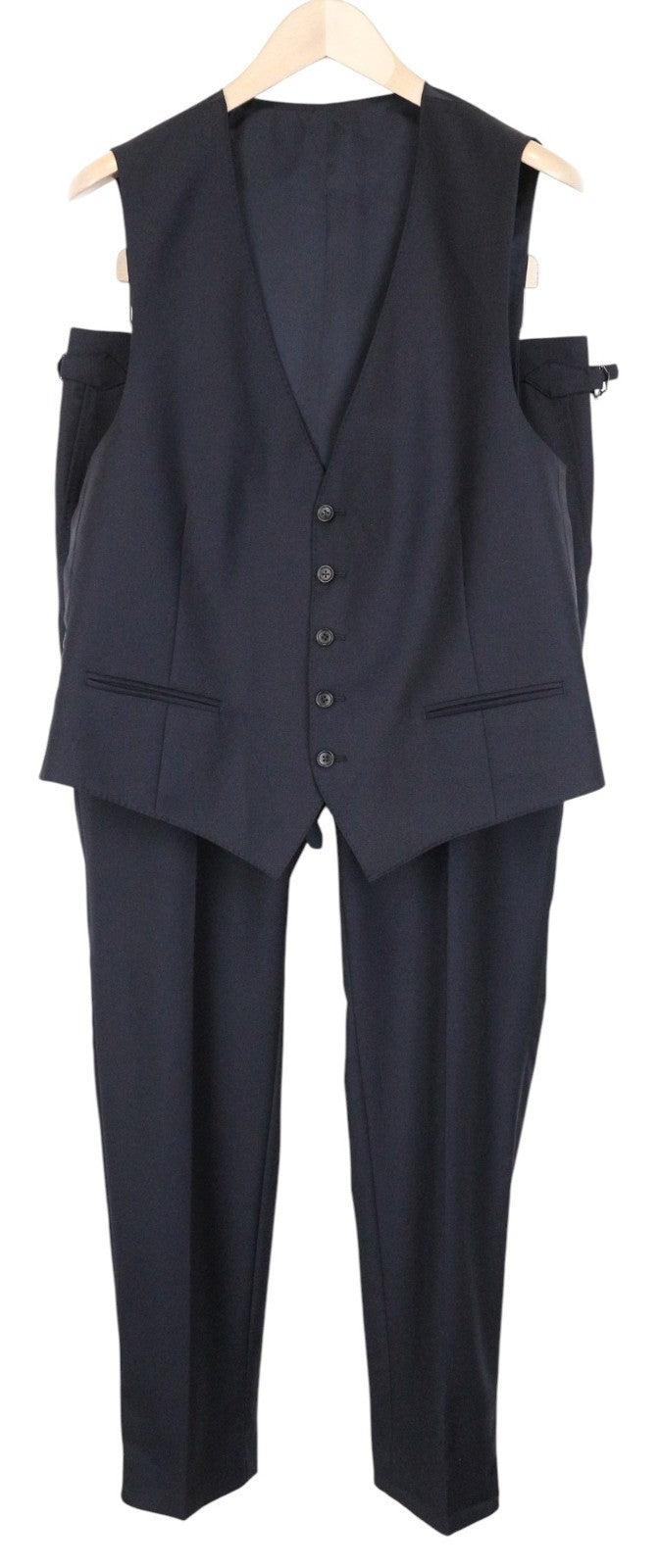 SUITSUPPLY Ferrara Men Suit UK42R Trousers Waistcoat Pleated Wool Blue 2 Piece
