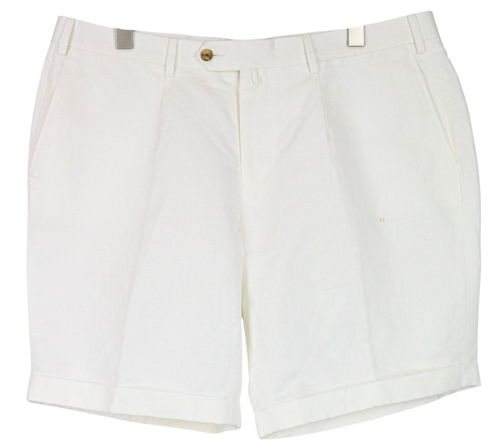 SUITSUPPLY Bennington Men Shorts UK40R Off-White Cotton Linen Pleated Summer