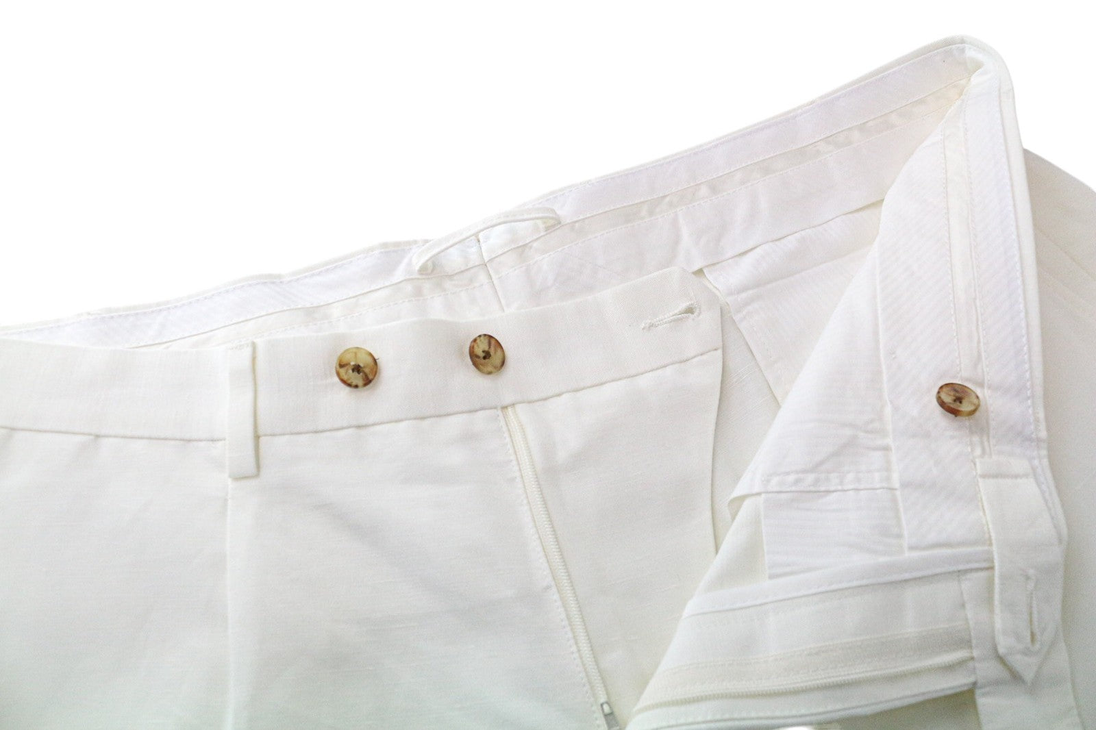 SUITSUPPLY Bennington Men Shorts UK40R Off-White Cotton Linen Pleated Summer