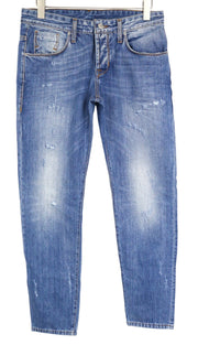 TAKESHY KUROSAWA Men Jeans W34 Slim Pure Cotton Blue Washed Button-Fly