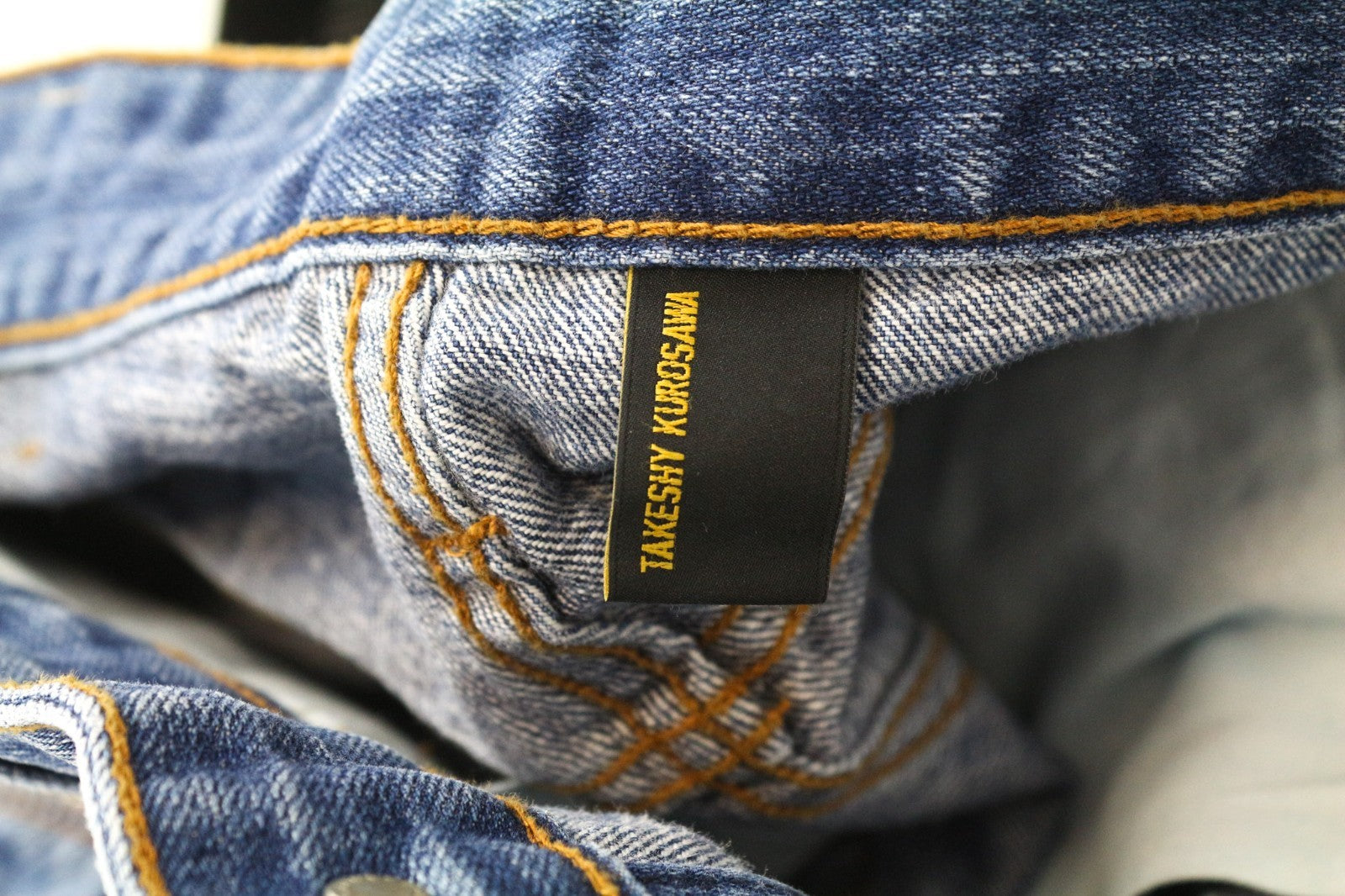 TAKESHY KUROSAWA Men Jeans W34 Slim Pure Cotton Blue Washed Button-Fly