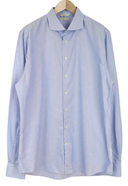 SUITSUPPLY Men Shirt 46-7/18L Extra Slim Pure Cotton Cutaway Striped Pattern