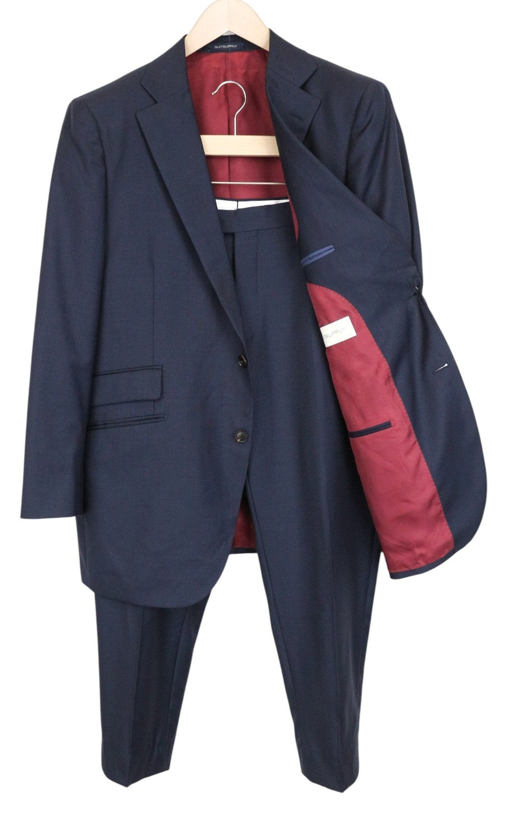 SUITSUPPLY La Spalla Men Suit UK46R Single-Breasted Classic Wool Blue 2 Piece