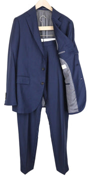 SUITSUPPLY La Spalla Men Suit UK44R Classic Lined Pleated Pure Wool Blue 2 Piece