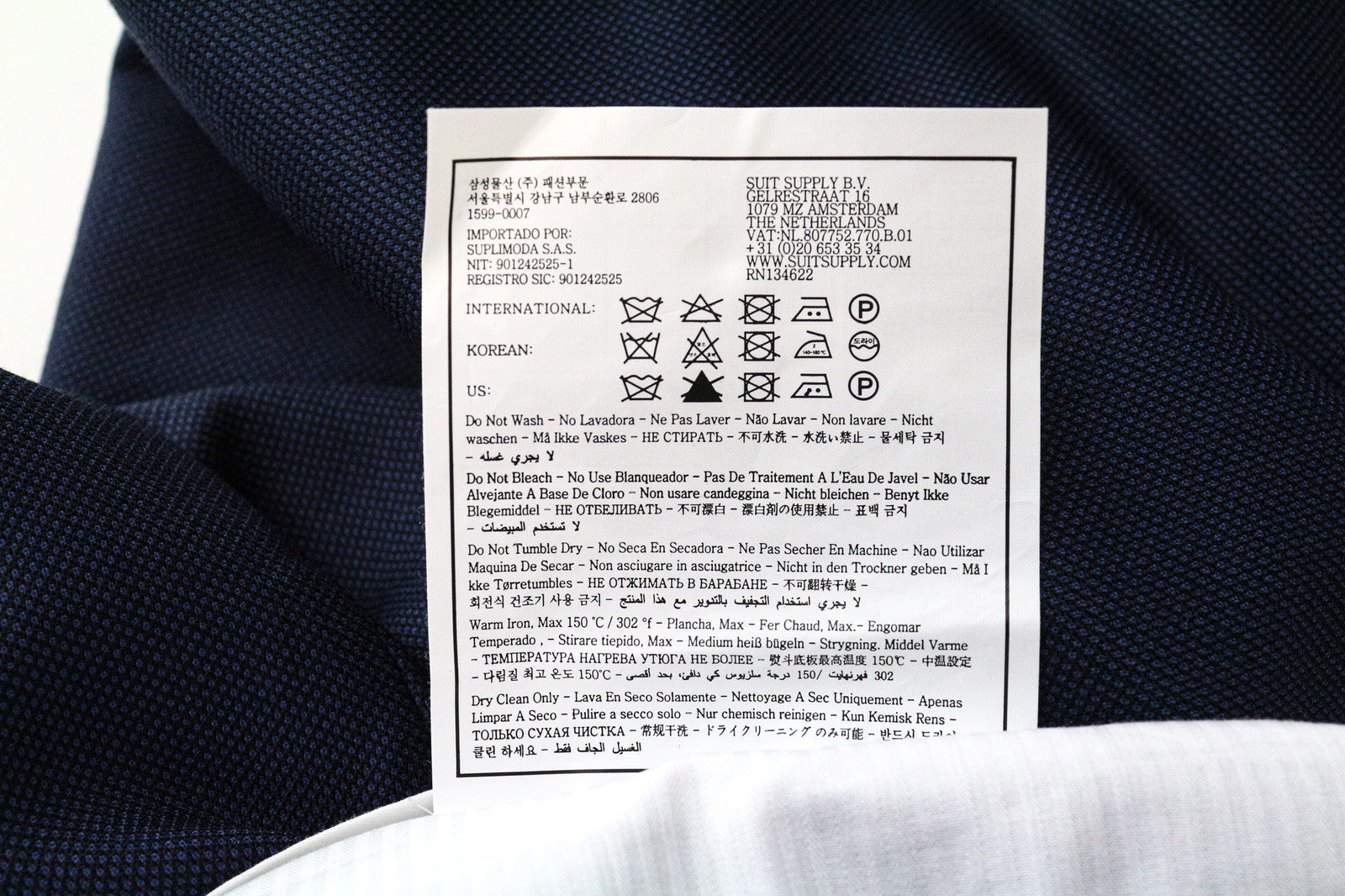 SUITSUPPLY La Spalla Men Suit UK44R Classic Lined Pleated Pure Wool Blue 2 Piece