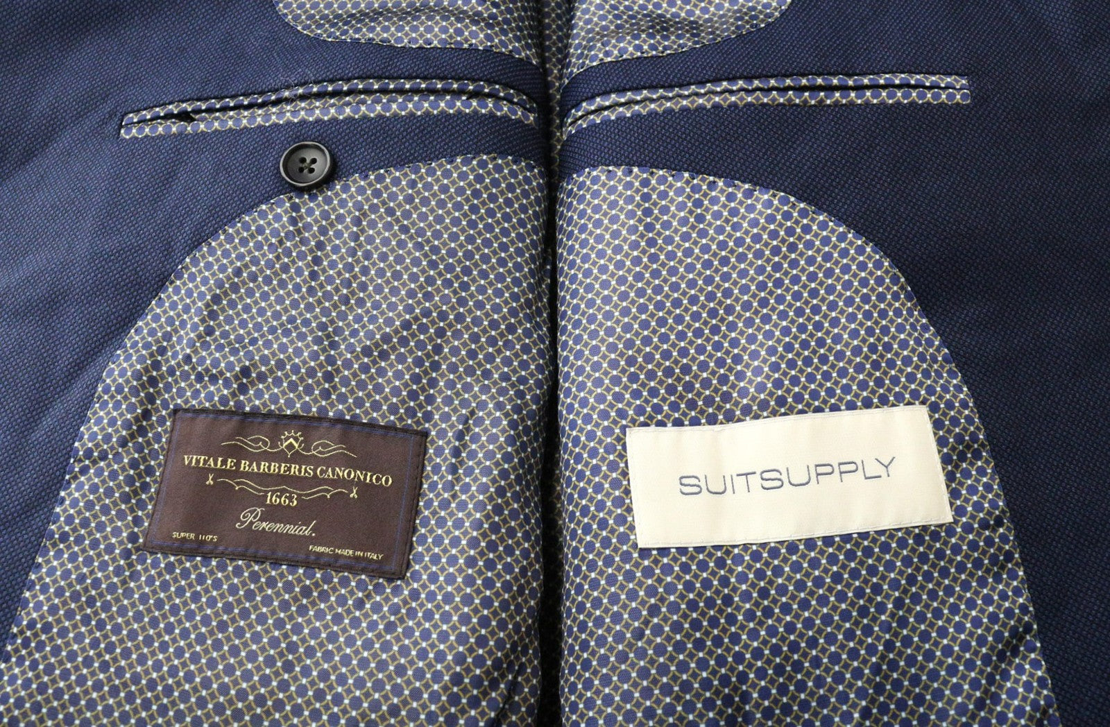 SUITSUPPLY La Spalla Men Suit UK44R Classic Lined Pleated Pure Wool Blue 2 Piece