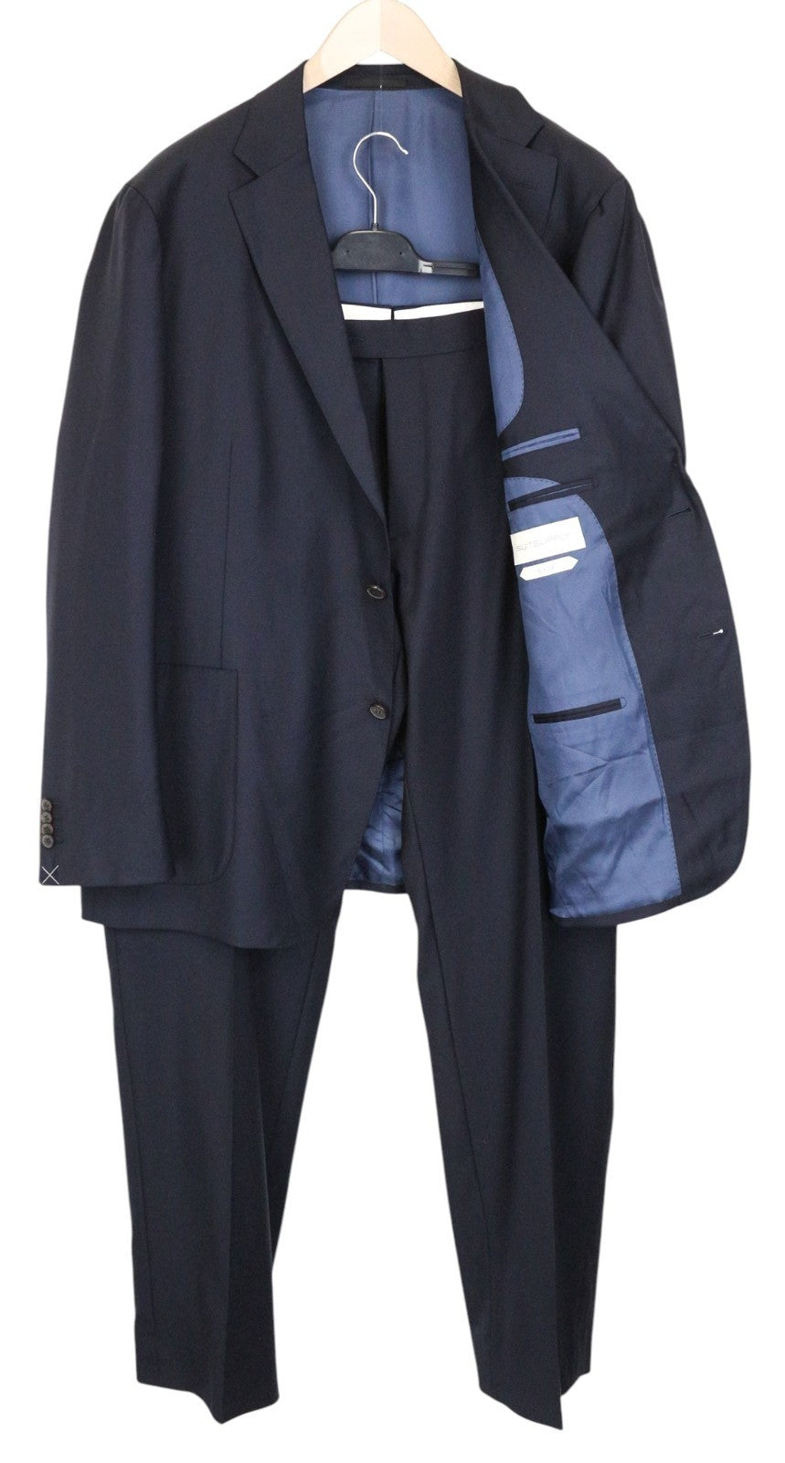 SUITSUPPLY Havana Blueline Men Suit UK54S Pleated Classic Pure Wool Blue 2 Piece